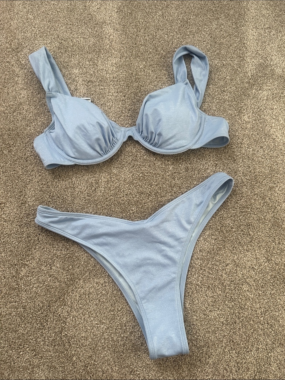 Cupshe Light Blue sparkle Underwire Bikini Set